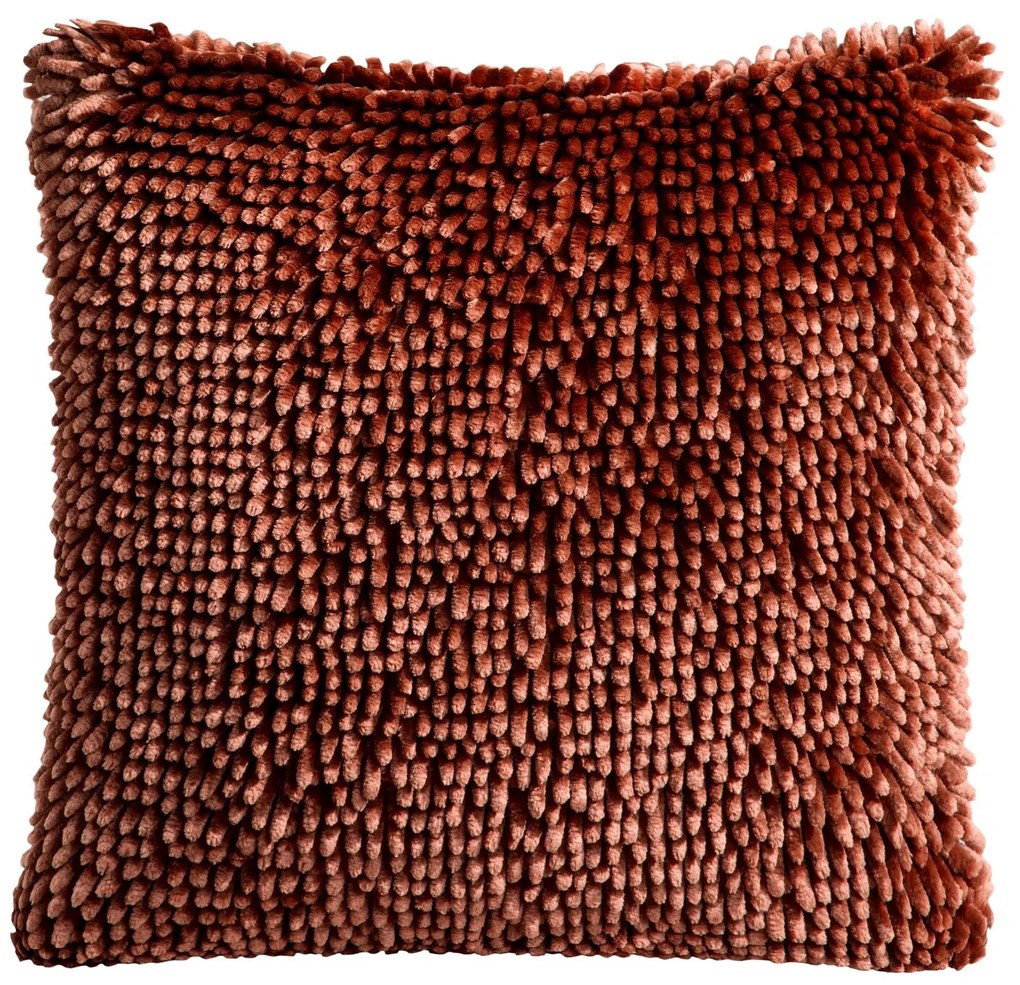 CHLPATÁ DEKORAČNÁ OBLIEČKA NA VANKÚŠ SHAGGY1 40X40 CM TEHLOVÁ