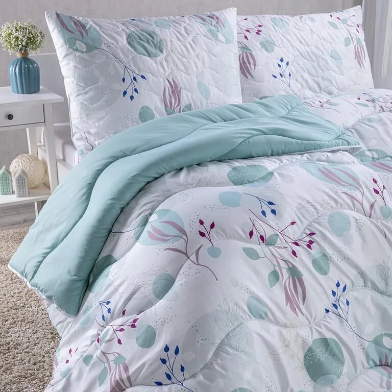 Sada prikrývky a vankúša s potlačou WINTER BLOOM