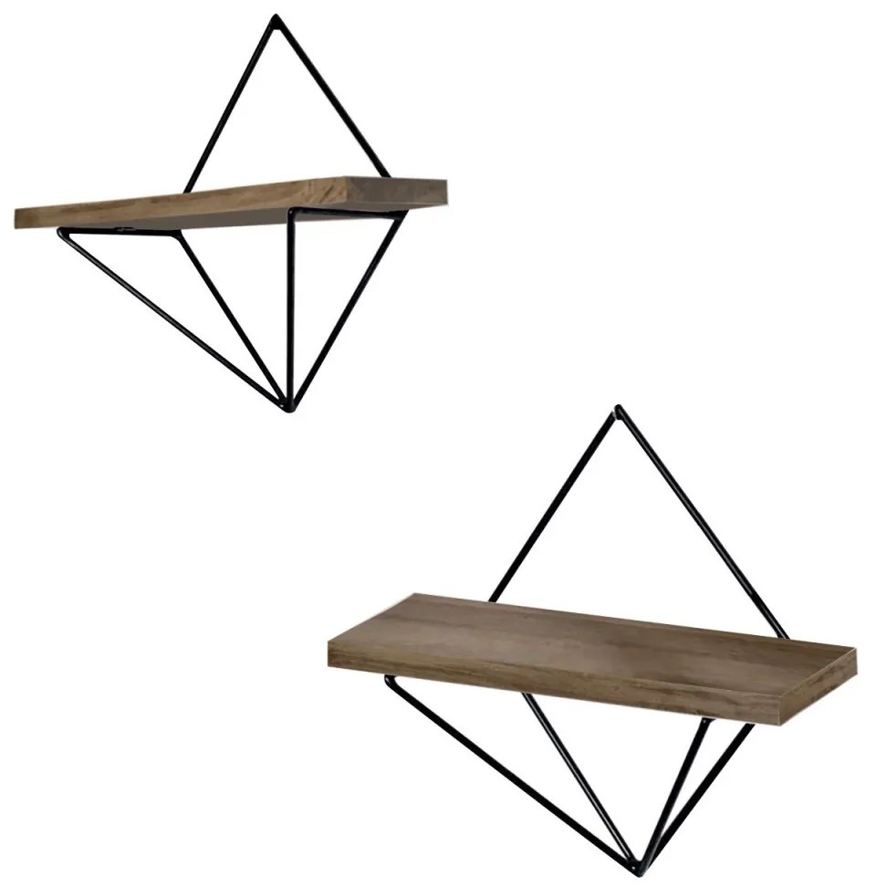 Nástenná polica TRIAS 2 kusy 30 cm dub canyon/čierna