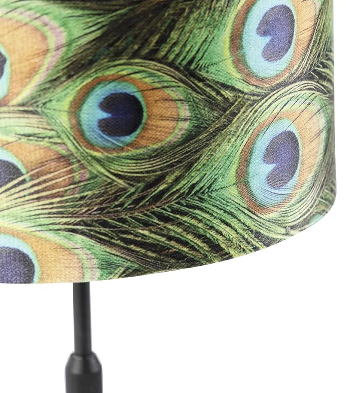Stolná lampa čierna s tienidlom z zamatu Peacock so zlatom 25 cm - Parte