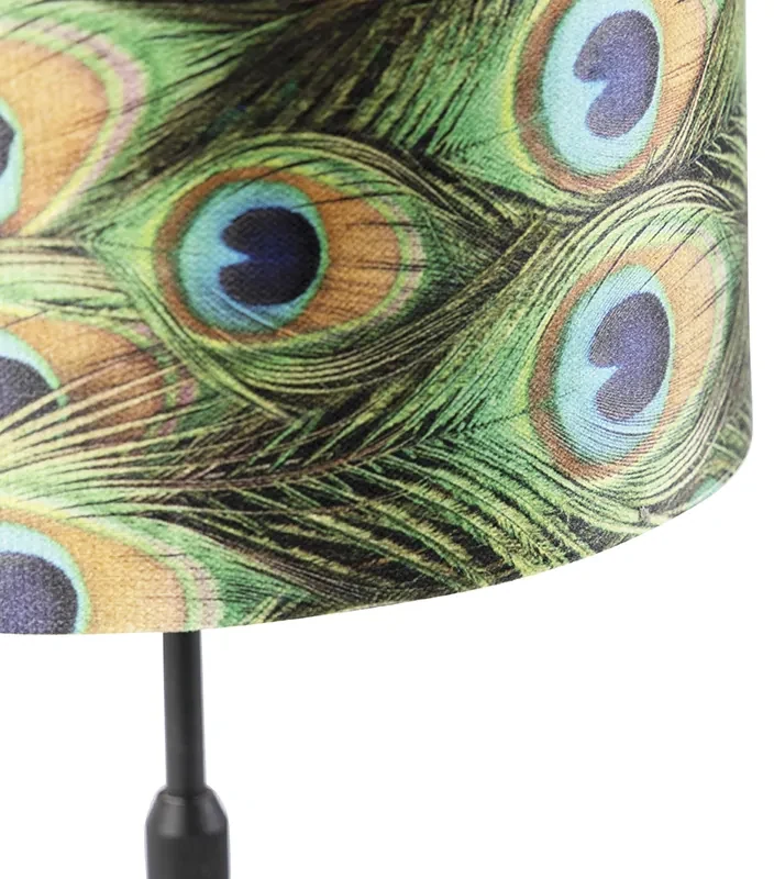 Stolná lampa čierna s tienidlom z zamatu Peacock so zlatom 25 cm - Parte