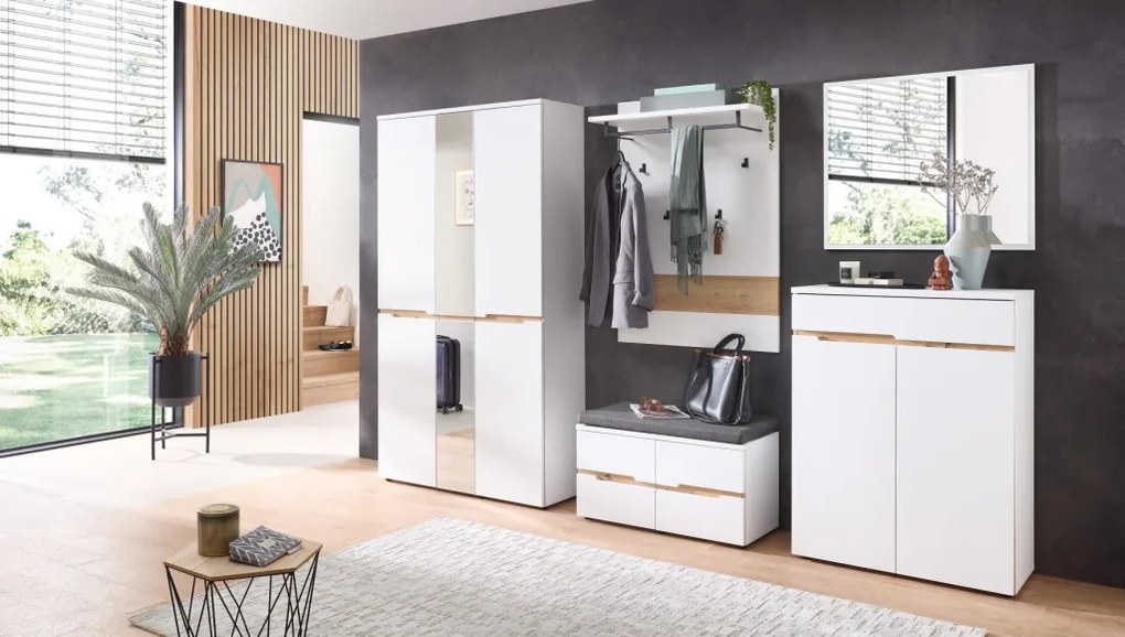 Predsieňový šatníkový panel Memphis, biely/dub artisan