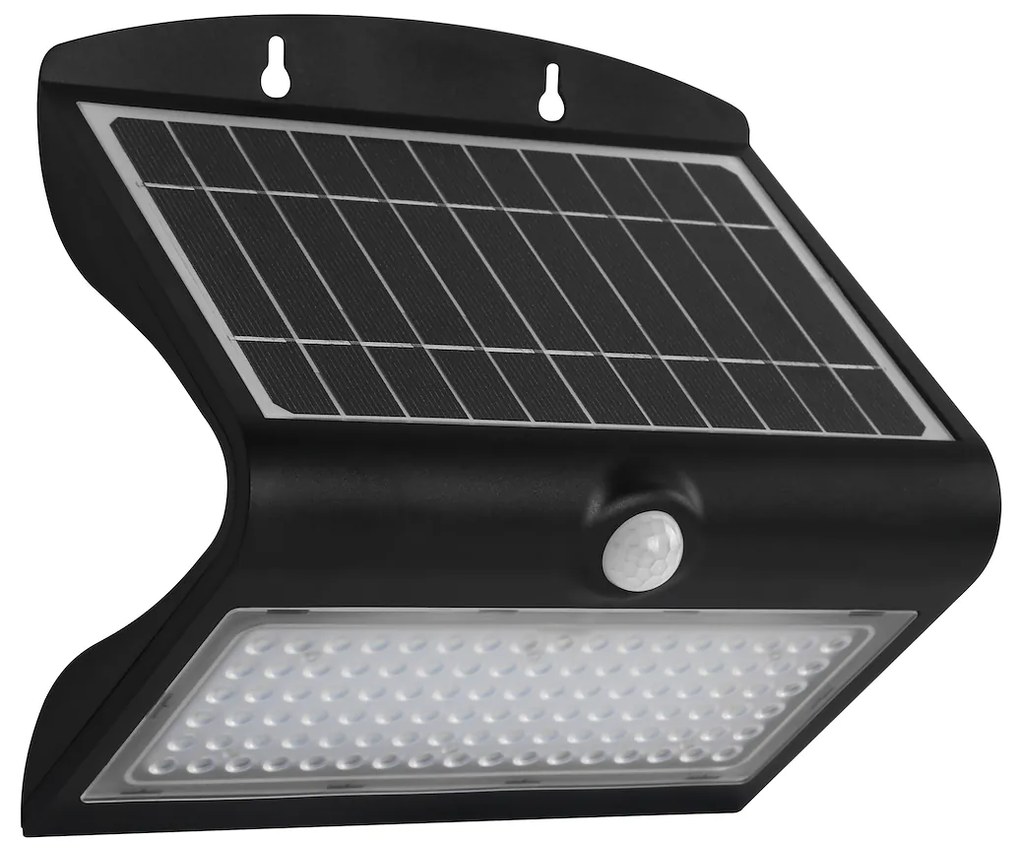 Exteriérové solárne nástenné LED svietidlo Butterfly, 1x LED 6,8w, čierna, pohybový senzor
