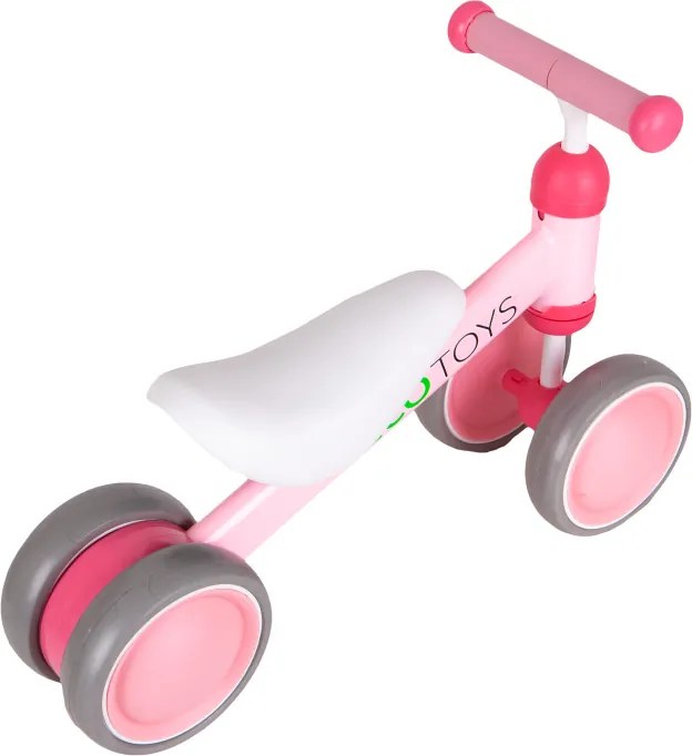 ECOTOYS odrážadlo pre deti 18–36 m, ružové, dvojité predné kolieska, blokáda riadenia