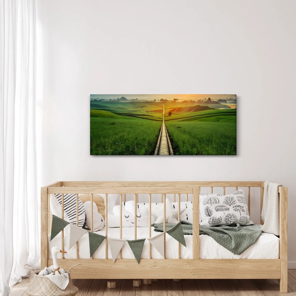 Obraz - Východ slnka nad údolím (120x50 cm)