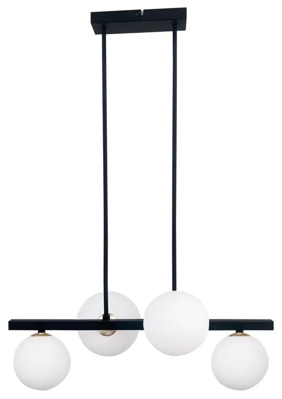 Čierne závesné svietidlo so skleneným tienidlom 25x59 cm Kama - Candellux Lighting