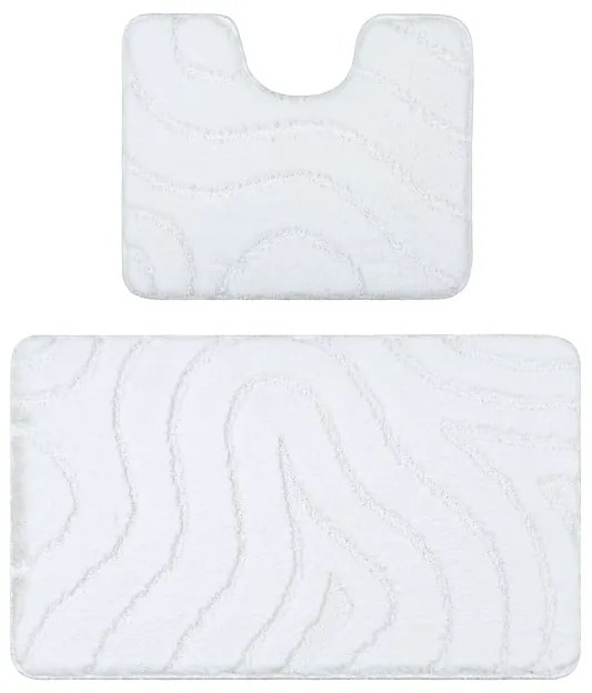 Sada kúpeľňových koberčekov SUPREME WAVES vlny, biela