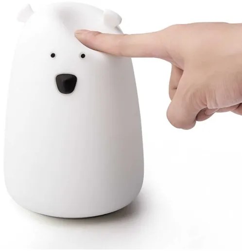 LED RGB Detská dotyková lampička BEAR LED/0,8W/5V biela + USB