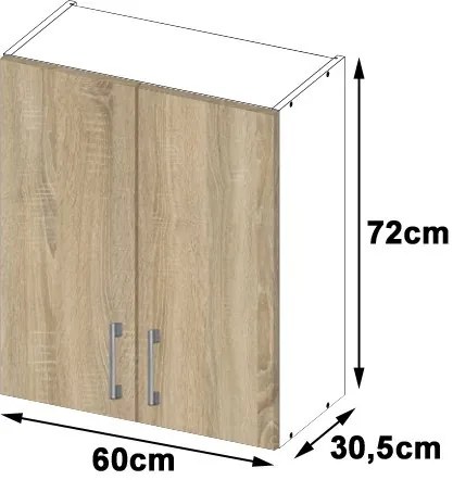 Horná kuchynská skrinka Lula W60 720 (biela + dub sonoma). Vlastná spoľahlivá doprava až k Vám domov. 1068942