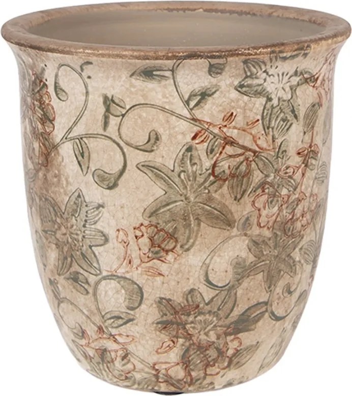 Béžový keramický obal na kvetináč s kvetmi Margaus S - Ø 13*13 cm