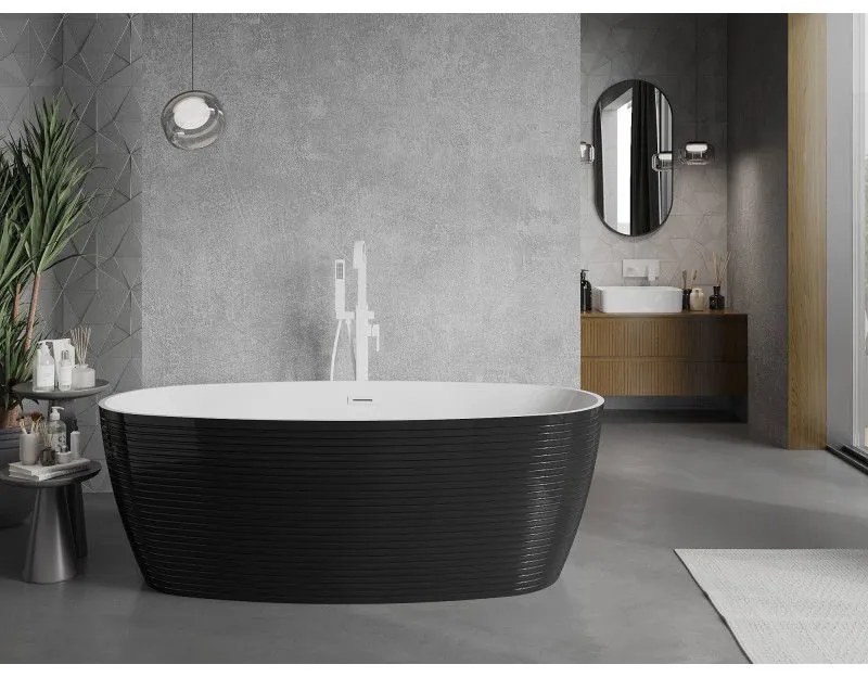 Mexen Lira, voľne stojaca vaňa, vzor, 170 x 80 cm, biela-čierna, przelew biały- 52831708075-20