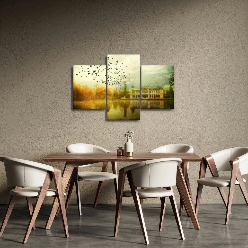 Obraz maľované krajiny so sídlom (90x60 cm)
