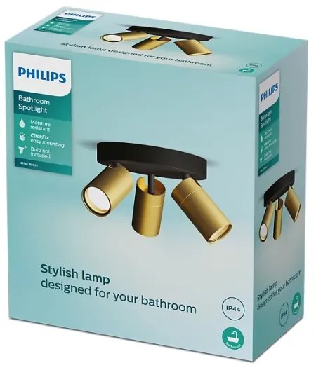 Philips - Kúpeľňové bodové svietidlo IDRIS 3xGU10/5W/230V IP44 čierna/zlatá