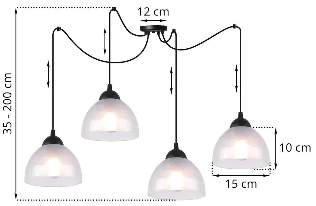 Závesné svietidlo Venice Spider, 4x mliečne sklenené tienidlo