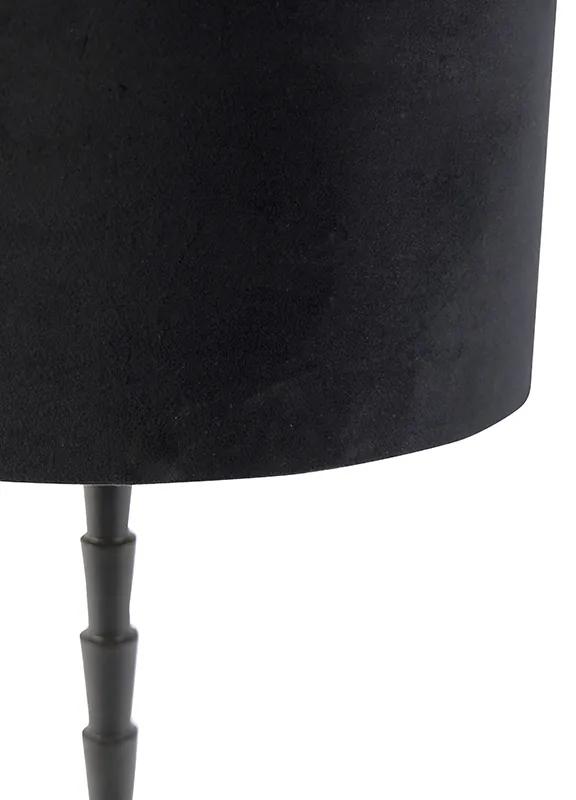 Stolová lampa v štýle art deco so zamatovým odtieňom čierna 35 cm - Pisos
