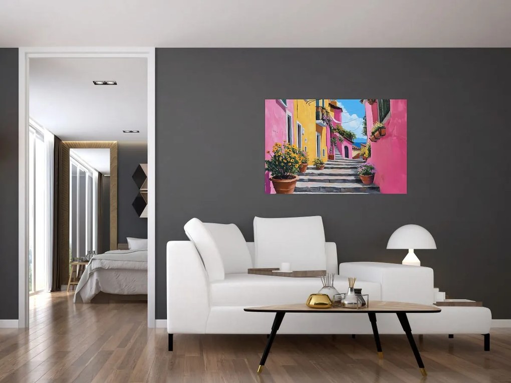 Obraz - Ružová ulička (90x60 cm)