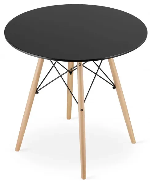 Jedálenský stôl TODI čierny 80 cm so štyrmi stoličkami OSAKA čierne / hnedé