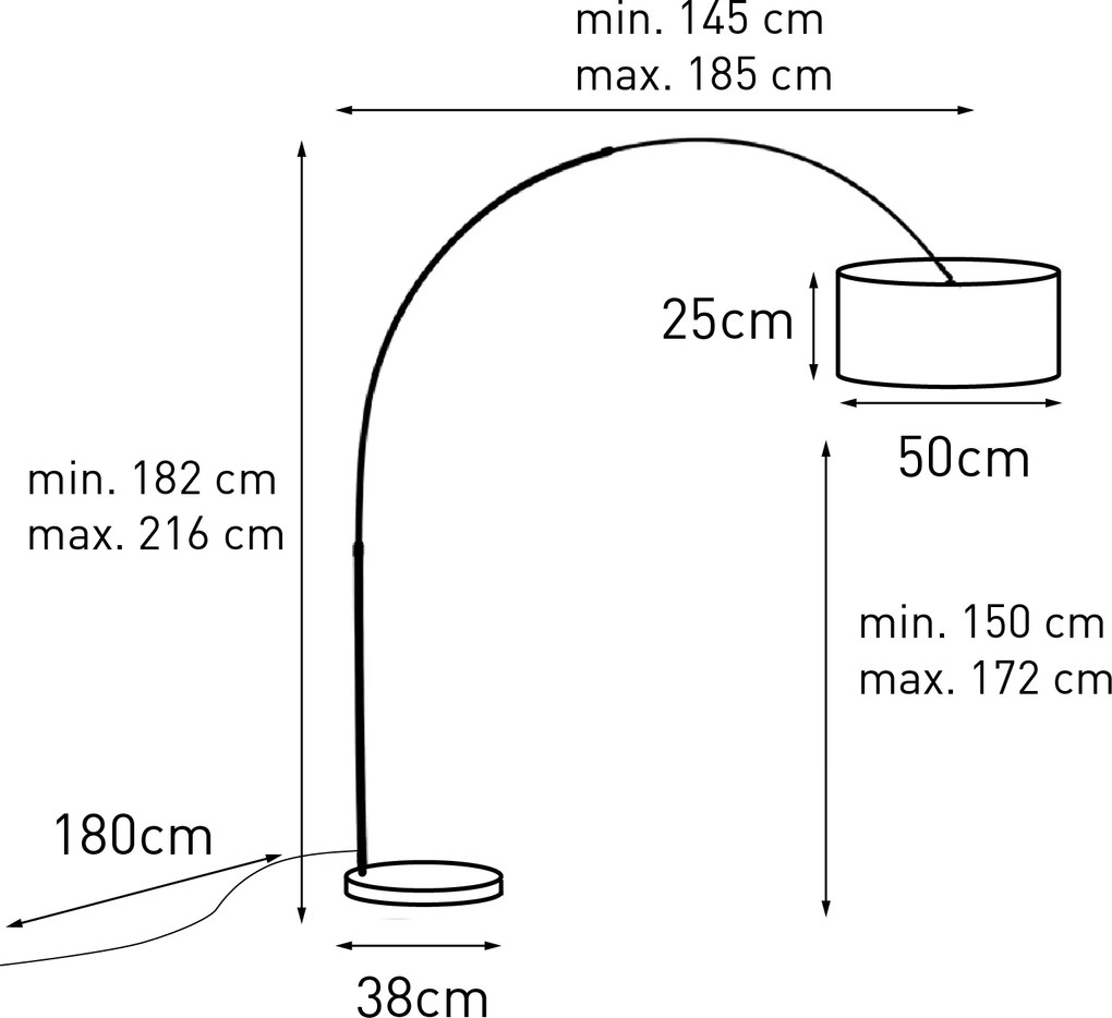 Oblúková lampa oceľ s tienidlom machovej zelenej 50/50/25 - XXL