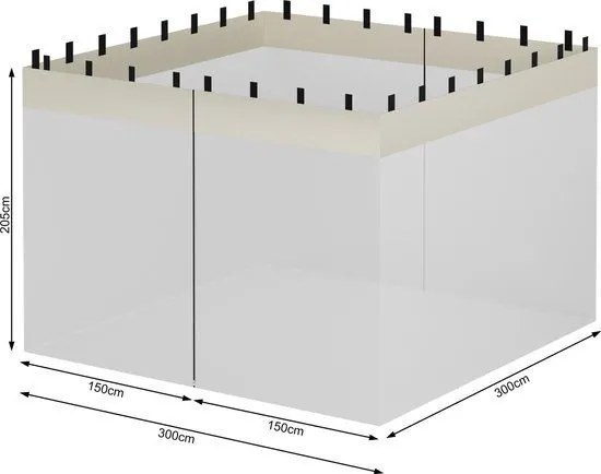 Garthen 1589 Moskytiéra na záhradný párty stan 3 x 3 m BIELA