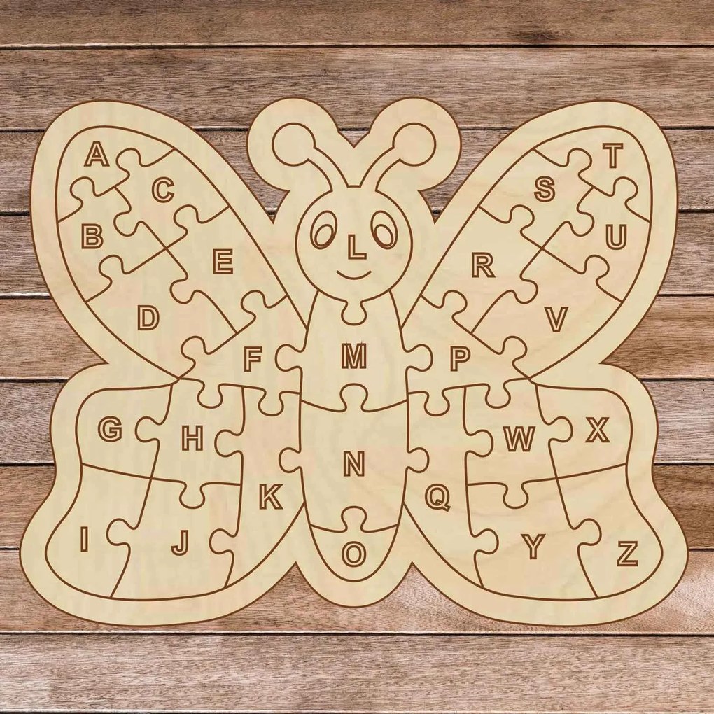 SENTOP | Detské drevené puzzle - Abeceda motýľ A-ZET 26 dielikov | SENTOP H009
