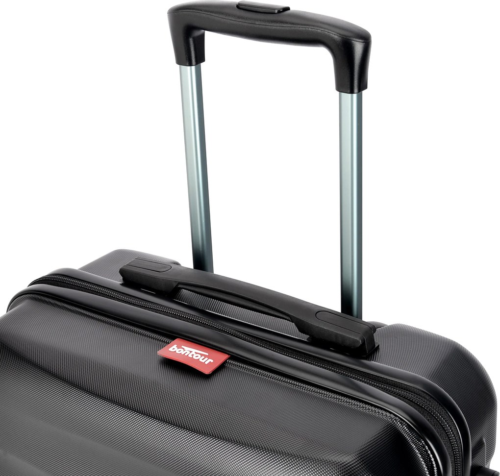 BONTOUR „Wave“ 3-dielna súprava kufrov s dvojitými kolieskami, s TSA zámkom, čierna