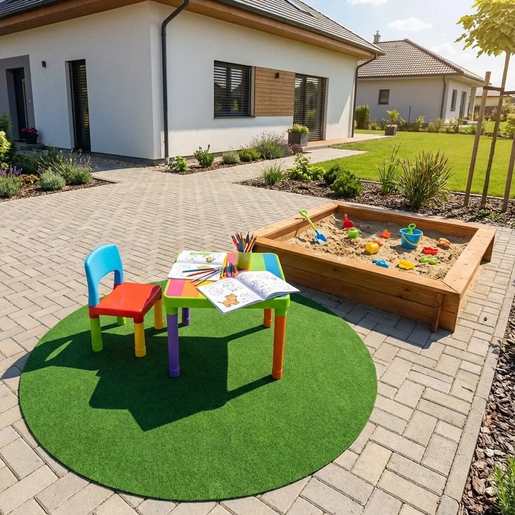 Umelá tráva pod bazén Sporting s nopmi KRUH (vhodný ako bazénová podložka) – na von aj na doma, 130x130 (priemer) kruh, zelená, exteriér, Betap