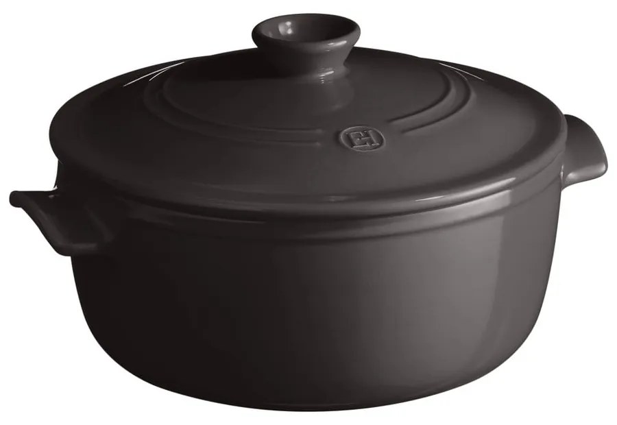 Čierny keramický hrniec s pokrievkou Emile Henry, ⌀ 27 cm