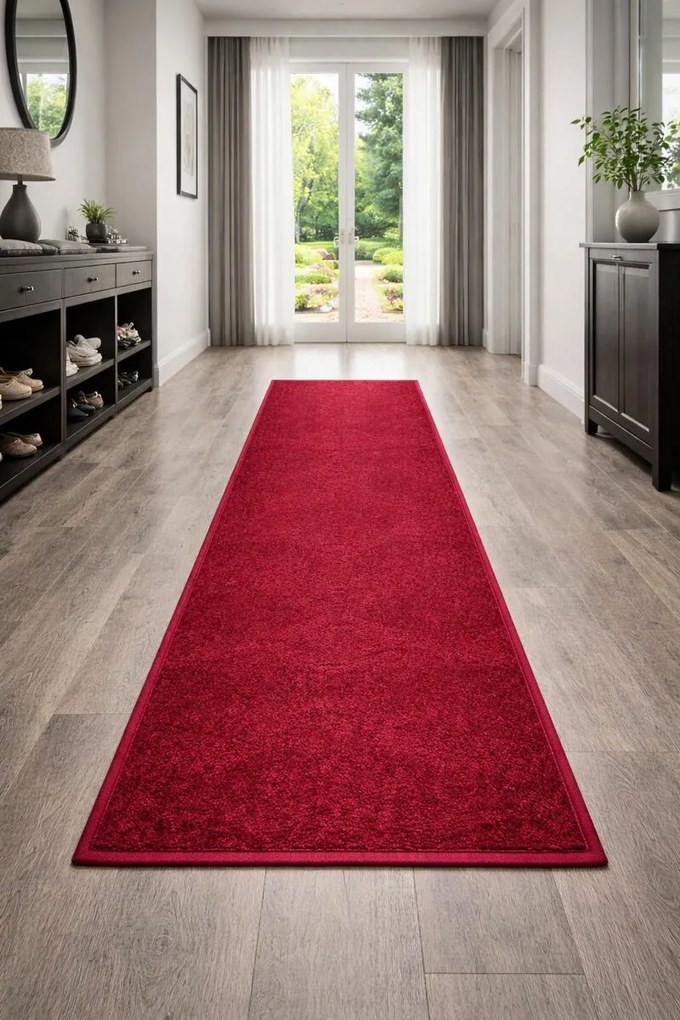 Vopi, Koberec behúň na mieru Eton vínovo červený, šíre 200 cm, červená, chodba / predsieň