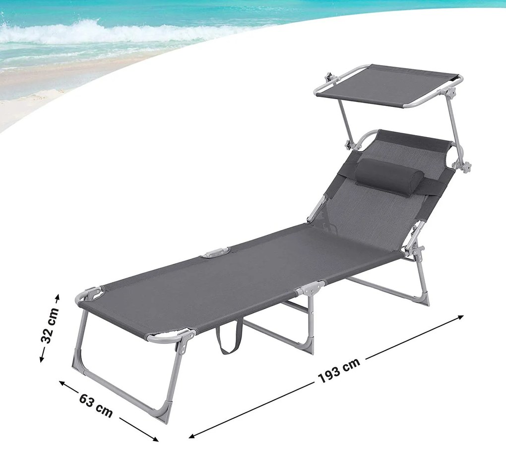 Záhradné lehátko so železným rámom Baka 193x63x32 cm šedé
