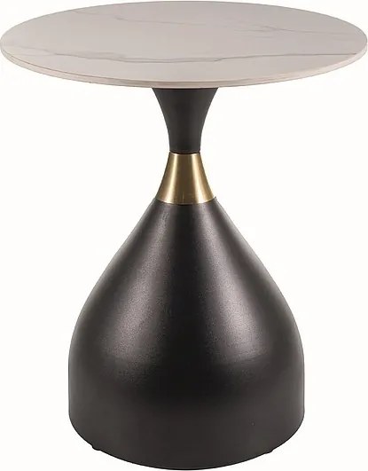 Odkladací stolík Virgo 50 cm mramor/čierny