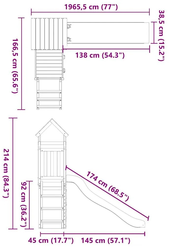 Vonkajšia súprava na hranie masívna borovica