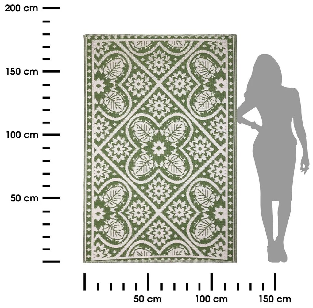 Esschert Design Koberec Hayley, 122x180 cm, biela/zelená