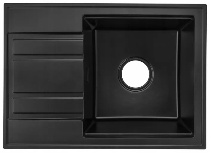 Gamma Modern 6040, 1-komorový granitový drez 580x420x185 mm s krátkym odkvapkávačom, čierna, GMA-ZM-6040-BK