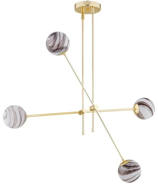 Argon 1840 - Luster na tyči ABSOS 4xE14/7W/230V alabaster zlatá