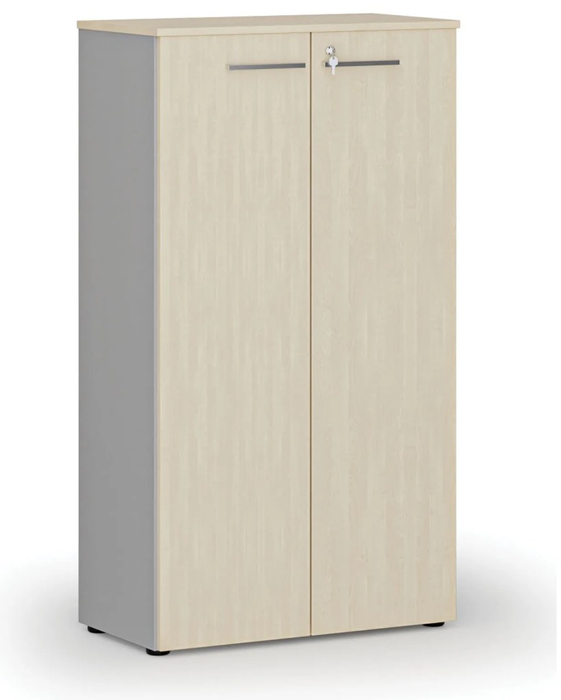 Kancelárska skriňa s dverami PRIMO GRAY, 800 x 420 x 1434 mm, sivá/breza