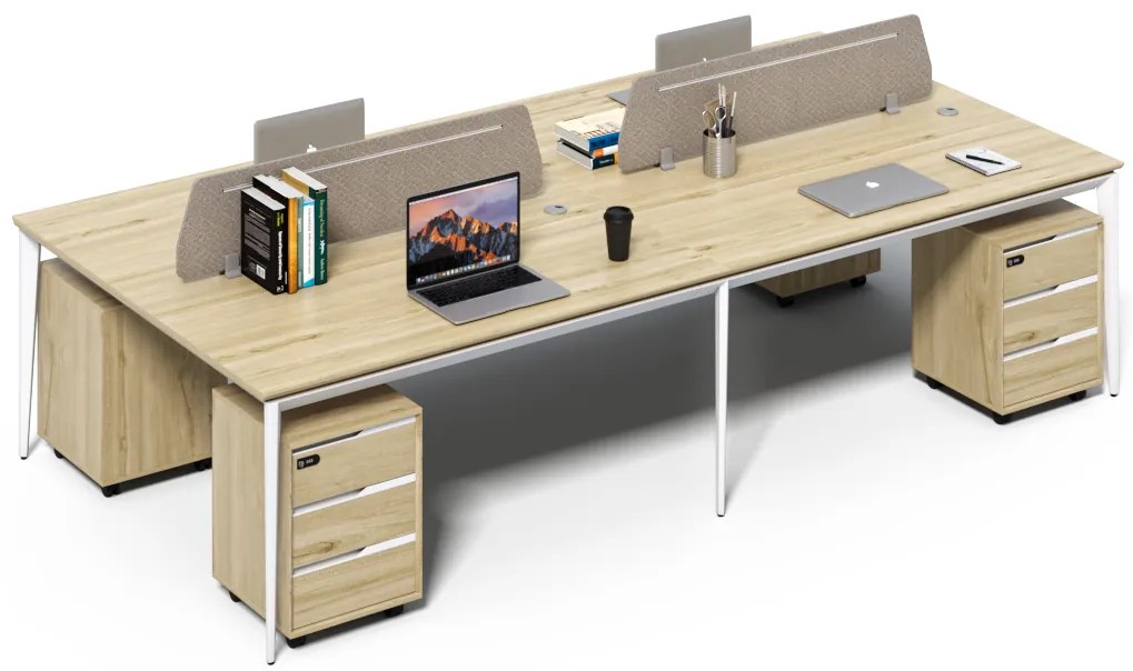 Kancelársky set pre 4 osoby Houseland Profit Max 02 3216 dub/biela