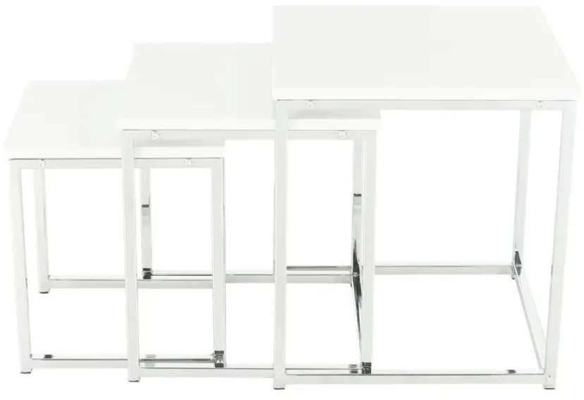Konferenčné stolíky, set 3 ks, biela extra vysoký lesk, ENISOL TYP 3