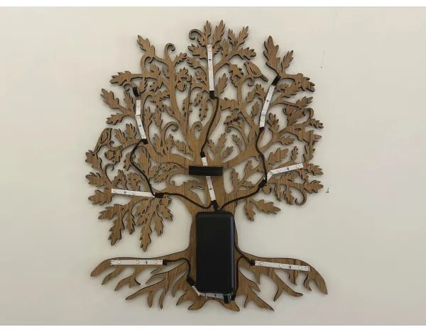 Li-Go 23673/DUB2 - LED nástenná dekorácia, 10W/5V, 20000 mAh, 45x55 cm, dub + diaľkové ovládanie