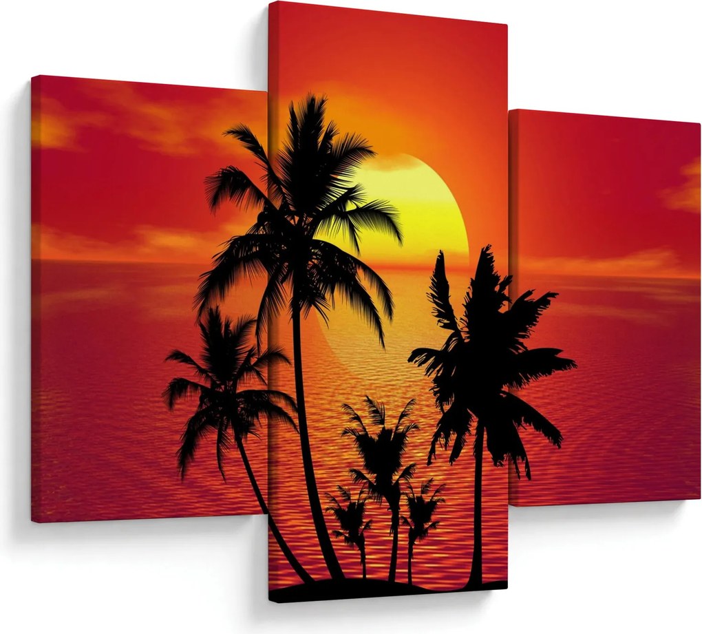Obraz siluety ostrova s palmami (90x60 cm)