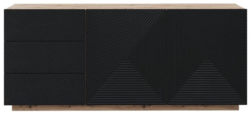 Komoda 167 cm Asha so zásuvkami - artisan /čierny mat