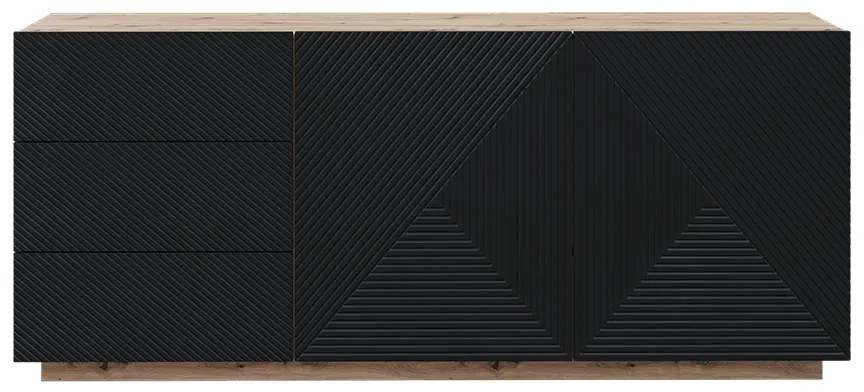 Komoda Asha 167 cm na sokli - artisan / čierny mat