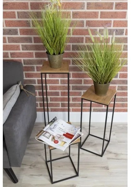 Stojan na kvety BASICLOFT 40x24 čierna/hnedá