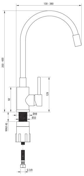 Deante ZQJNN103 - Kuchynský drez EVORA 50x50 cm + drezová batéria granit/čierna