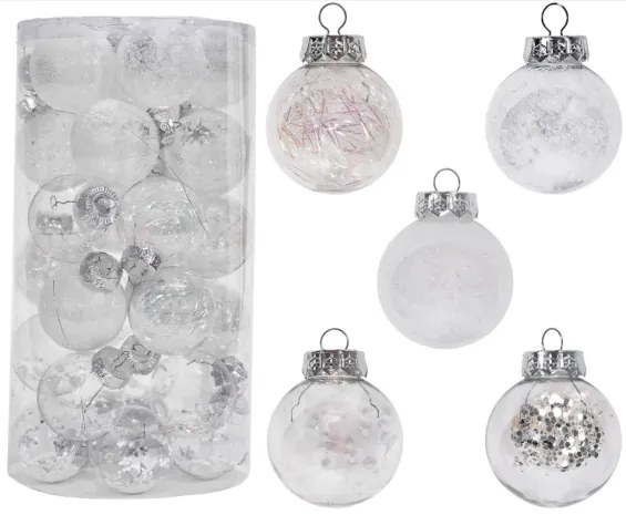 Vianočné guľky - biele SYSD1688-057 (30ks)