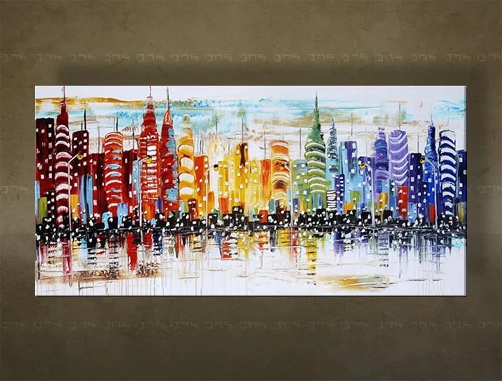 Maľovaný obraz na stenu MESTO