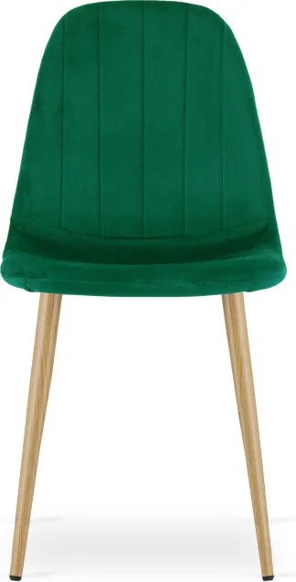 Set dvoch jedálenských stoličiek PADVA zamatové zelené / hnedé nohy (2 ks)