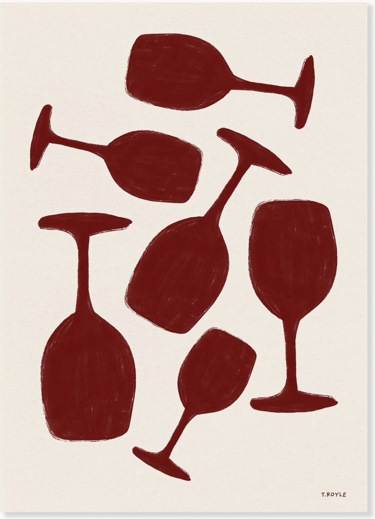Plagát Tara Royle - Abstract Wine Glasses