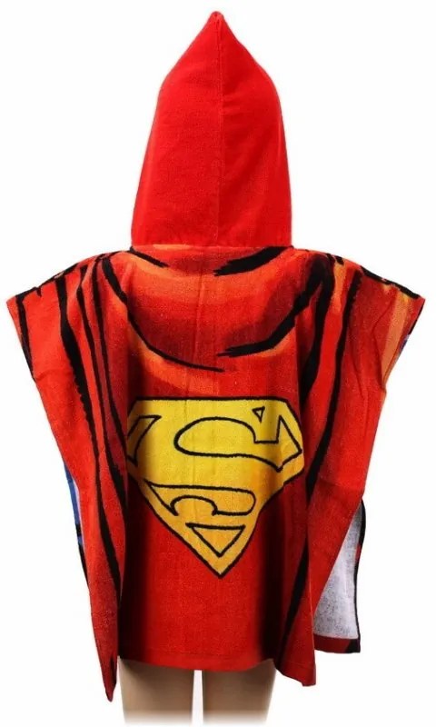 Plážové pončo - plážová bavlnená osuška s kapucňou - motív Superman - 55 x 110 cm