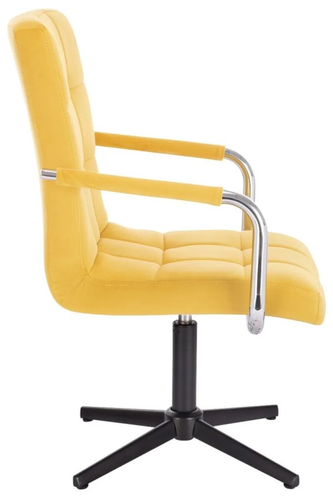 LuxuryForm DESIGN Stolička VERONA VELUR na čiernom kríži - žltá