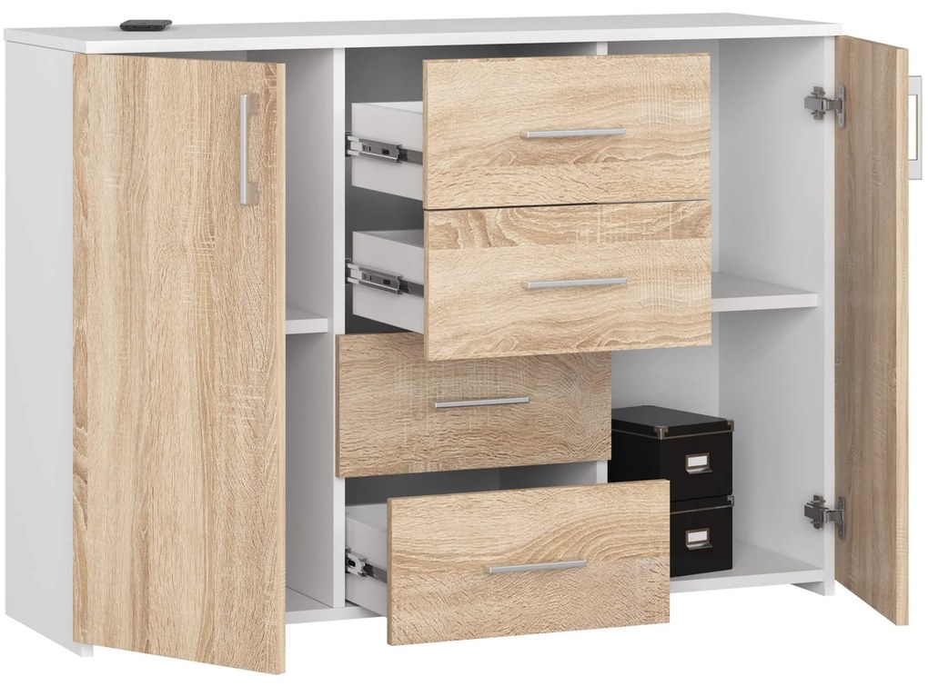 Komoda Torvi K 110 cm biela/dub sonoma